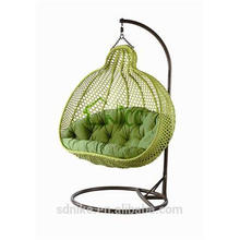 cheap green rattan hanging swing chair